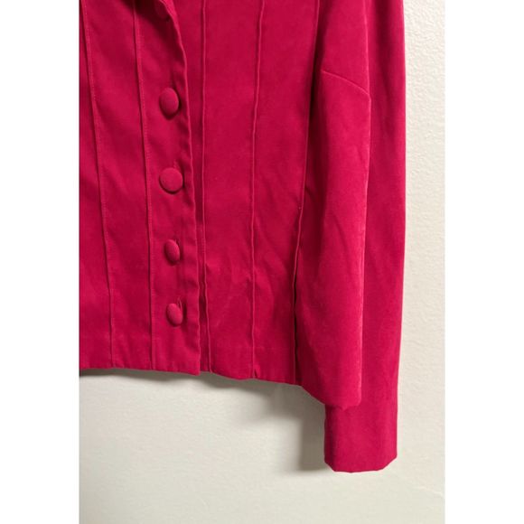 Leslie Fay Jacket - Pink Faux Suede Button Front Blazer Jacket Women Size 12 - Picture 5 of 10